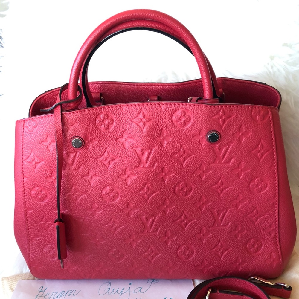 Louis Vuitton Montaigne MM Empreinte in Poppy